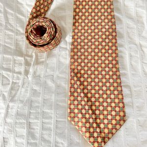 NINA RICCI Paris Vintage 100% Silk Luxury Ditsy Daisy Floral Foulard Pattern Tie